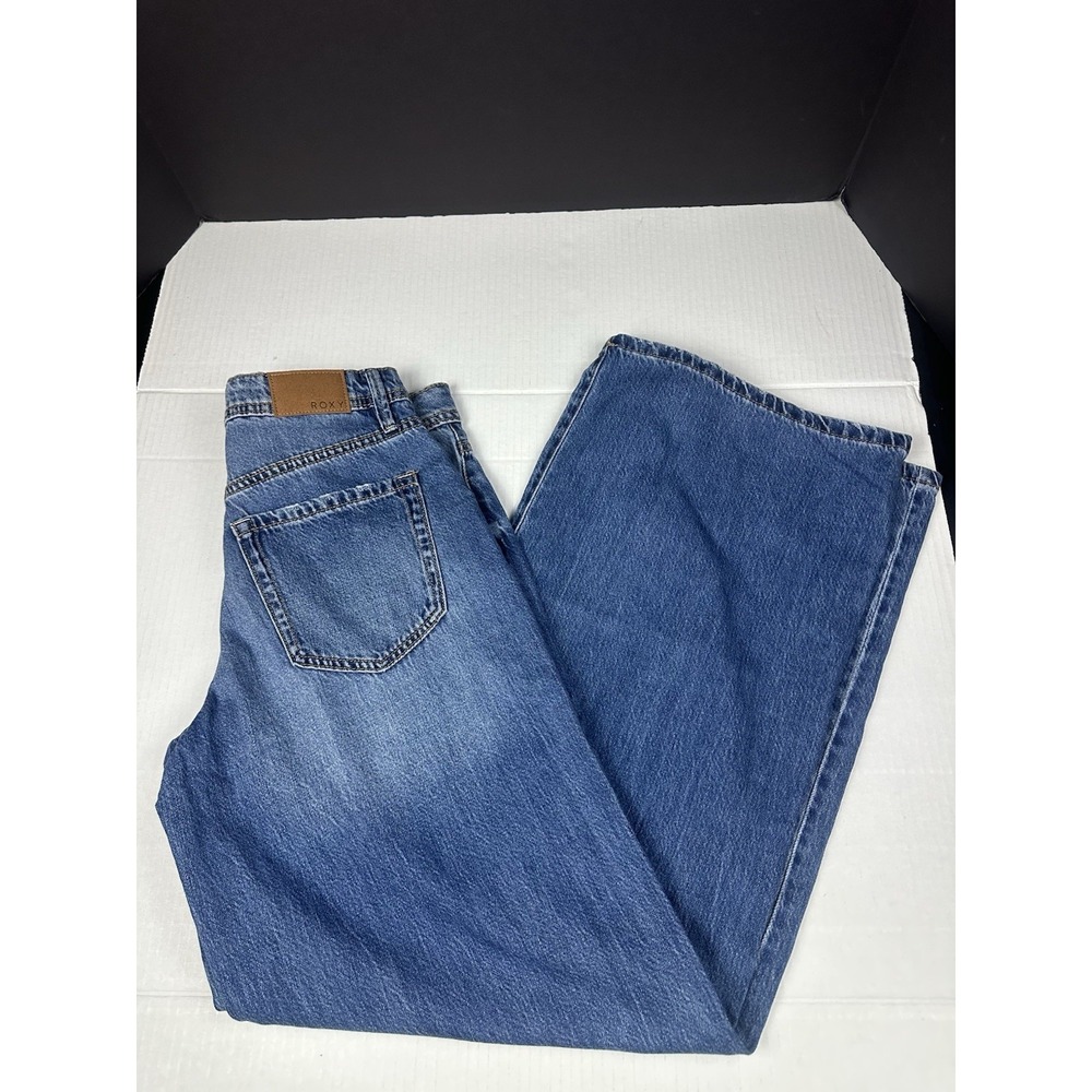 Roxy Mermaid Kiss Jeans Wmn Sz3 Blue Denim Cotton Light Wash Distressed Wide Leg